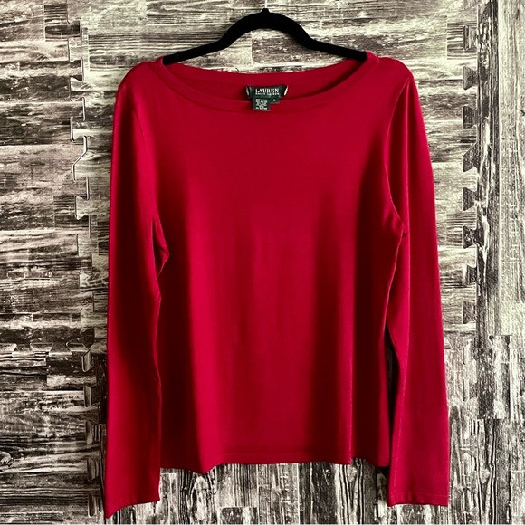 Lauren Ralph Lauren Tops - Lauren Ralph Lauren green label silk/nylon/cotton blend boat neck red